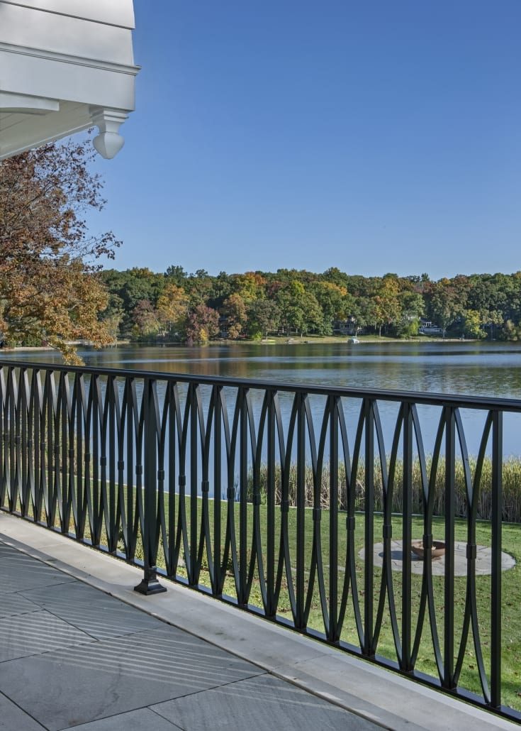 View from the terrace across the lake in autumn